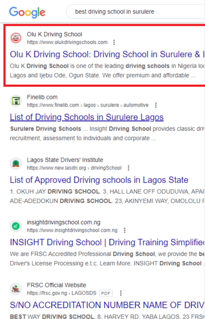 Driving School SEO Service